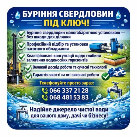 Буріння свердловин Котельва, Чутове, Карлівка, Нові Санжари, Полтава, Решетилівка, Диканька, Опішня, область.